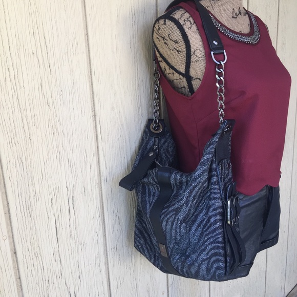 Michele Handbags - Michele SnakeSkin Print Leather Shoulder Bag.